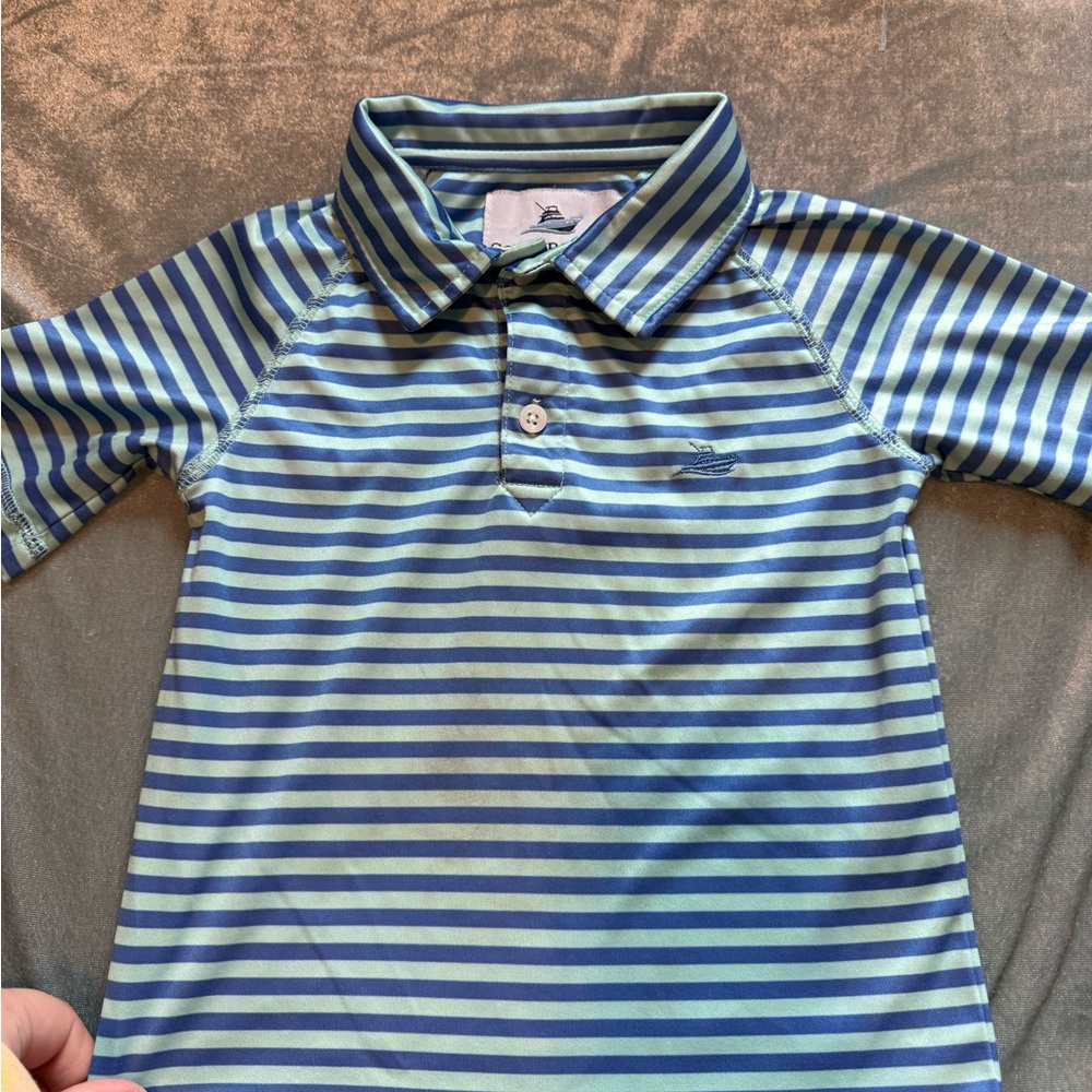 Kids Striped Polo Shirt in Blue and Green